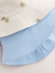 Blue/Neutral Bear Embroidered 100% Cotton Baby Bucket Hats 2 Pack (0mths-2yrs) - Image 8 of 8