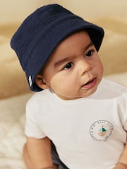 Navy/White 100% Cotton Baby Bucket Hats 2 Pack (0mths-2yrs) - Image 2 of 8