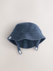 Navy/White 100% Cotton Baby Bucket Hats 2 Pack (0mths-2yrs) - Image 6 of 8