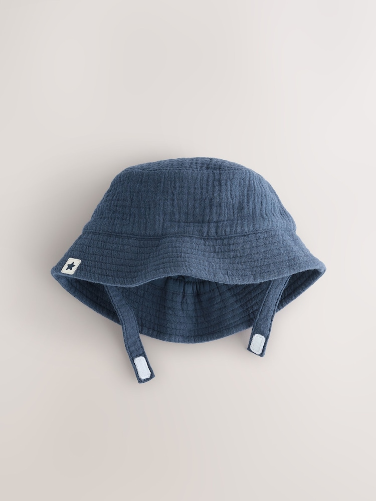 Navy/White 100% Cotton Baby Bucket Hats 2 Pack (0mths-2yrs) - Image 6 of 8