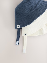 Navy/White 100% Cotton Baby Bucket Hats 2 Pack (0mths-2yrs) - Image 7 of 8