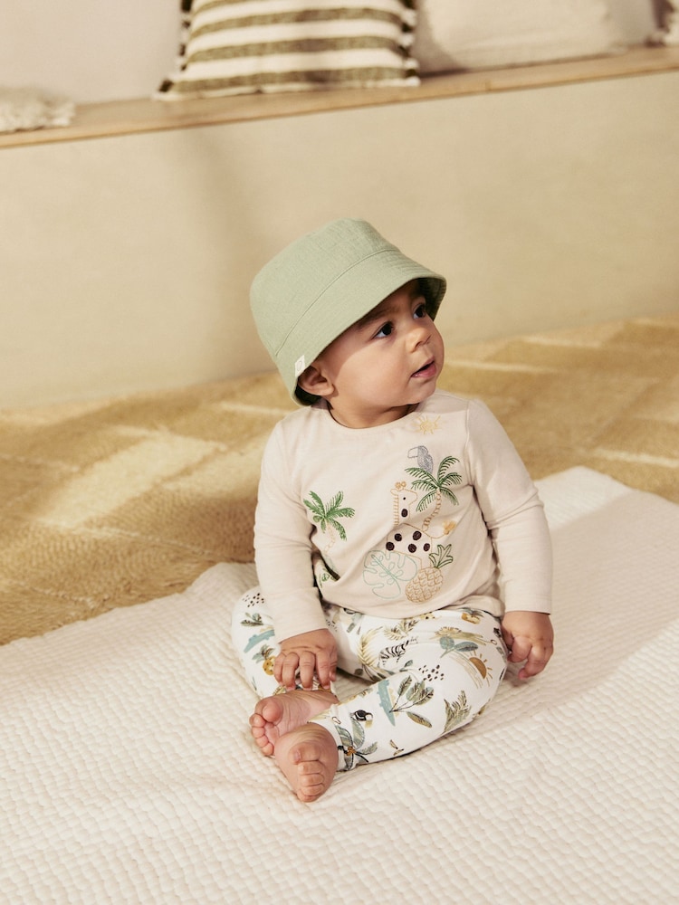 Salbeigrün und gestreift - Fischerhüte für Babys aus 100 % Baumwolle, 2er-Pack (0M.–2J.) - Image 4 of 7