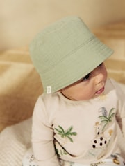 Sage Green And Stripe 100% Cotton Baby Bucket Hats 2 Pack (0mths-2yrs) - Image 5 of 7
