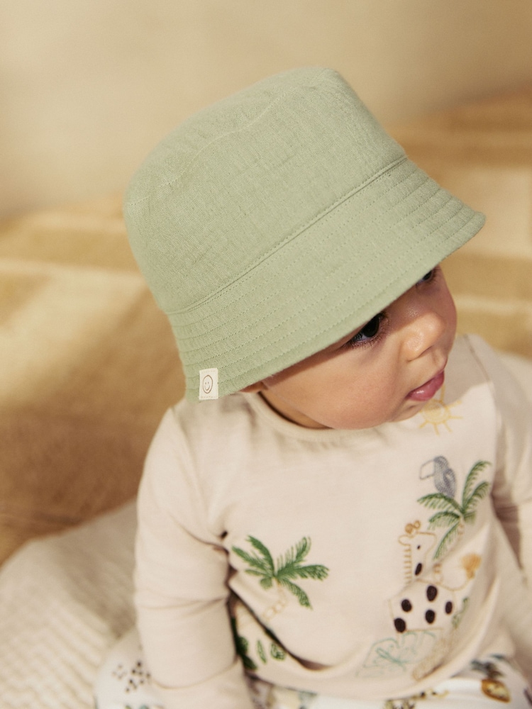 Salbeigrün und gestreift - Fischerhüte für Babys aus 100 % Baumwolle, 2er-Pack (0M.–2J.) - Image 5 of 7
