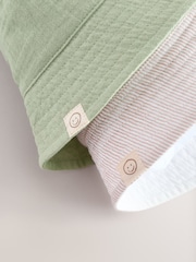 Sage Green And Stripe 100% Cotton Baby Bucket Hats 2 Pack (0mths-2yrs) - Image 6 of 7