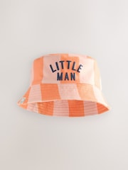 Damier Orange Rayure / Bleu - Lot de 2 chapeaux de seau bébé (0 mois à 2 ans) - Image 3 de 4