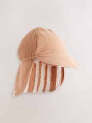 Rust Brown Stripe 100% Cotton Baby Legionnaire Hat (0mths-2yrs) - Image 1 of 4