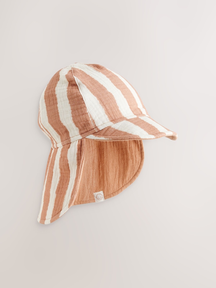 Rust Brown Stripe 100% Cotton Baby Legionnaire Hat (0mths-2yrs) - Image 2 of 4