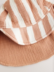 Rust Brown Stripe 100% Cotton Baby Legionnaire Hat (0mths-2yrs) - Image 3 of 4