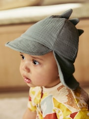 Green Dinosaur 100% Cotton Baby Legionnaire Hat (0mths-2yrs) - Image 3 of 6