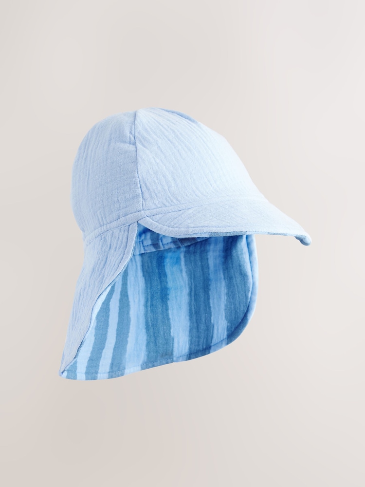 Blue Stripe 100% Cotton Baby Legionnaire Hat (0mths-2yrs) - Image 1 of 7