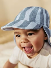 Blue Stripe 100% Cotton Baby Legionnaire Hat (0mths-2yrs) - Image 5 of 7