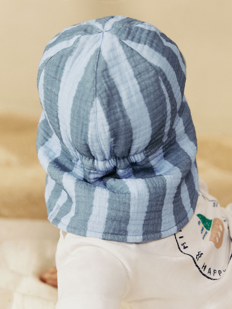 Blau gestreift - Legionärsmütze für Babys aus 100 % Baumwolle (0M.–2J.) - Image 6 of 7