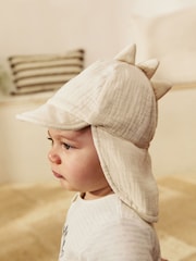Neutral Dinosaur 100% Cotton Baby Legionnaire Hat (0mths-2yrs) - Image 1 of 5