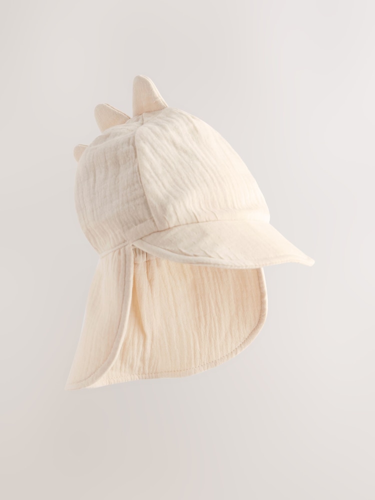 Neutral Dinosaur 100% Cotton Baby Legionnaire Hat (0mths-2yrs) - Image 3 of 5