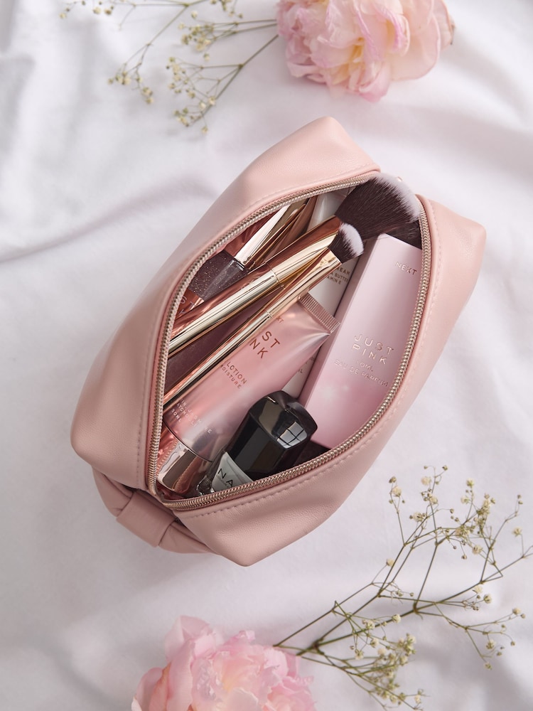 Pink Faux Leather Bow Detail Makeup Bag - Image 2 of 5