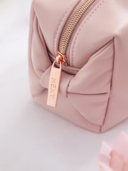 Pink Faux Leather Bow Detail Makeup Bag - Image 3 of 5