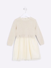 River Island Cream Girls Mesh Tutu 100% Cotton Dress - Image 1 of 4