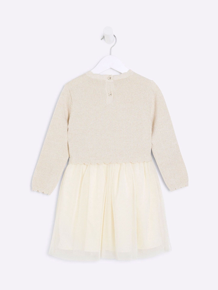 River Island Cream Girls Mesh Tutu 100% Cotton Dress - Image 2 of 4 River Island Cream Girls Mesh Tutu 100% Cotton Dress - Image 2 of 4