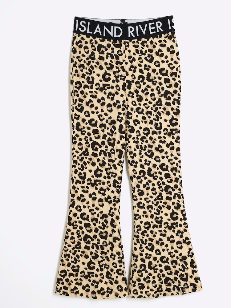 River Island Cream Girls Deep Waistband Kickflare Leggings - Image 1 of 4