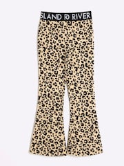 River Island Cream Girls Deep Waistband Kickflare Leggings - Image 2 of 4