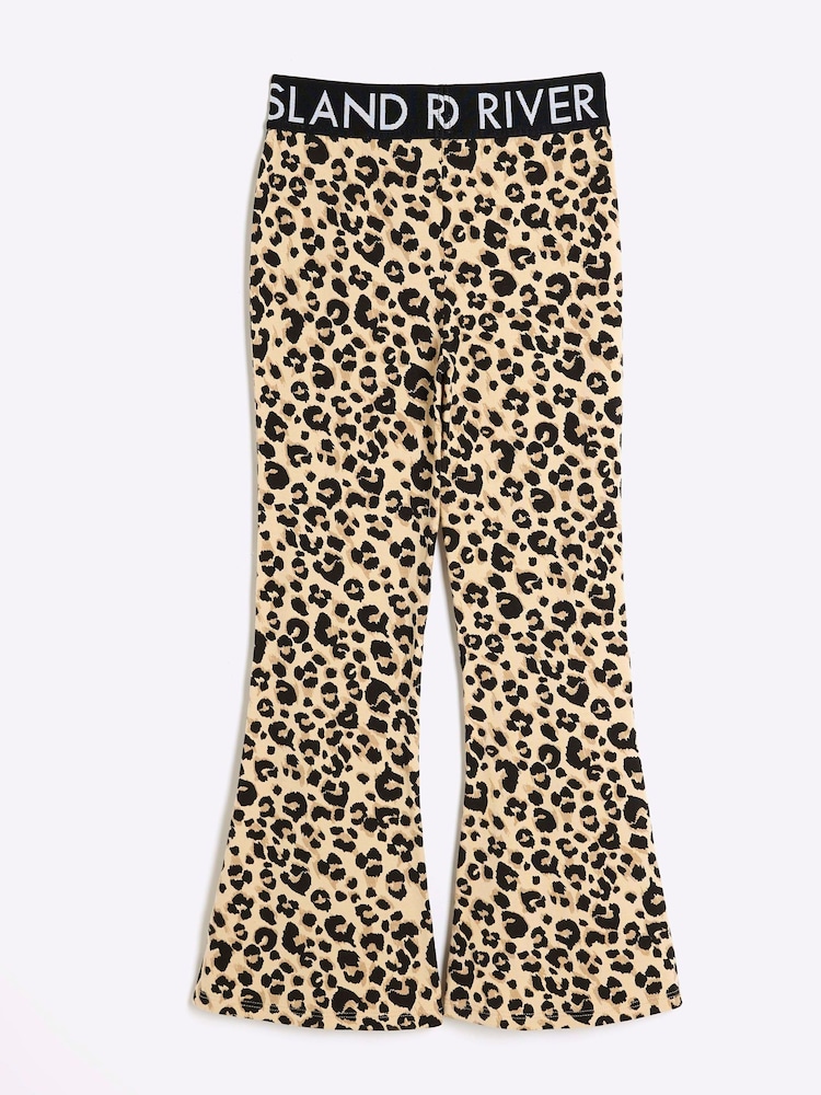 River Island Cream Girls Deep Waistband Kickflare Leggings - Image 2 of 4