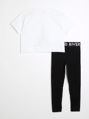 طقم من بنطلون ضيق وتيشِرت قطن 100% للبنات بتصميم Eiffel Tower من River Island - صورة 2 من 4