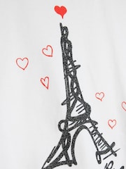 طقم من بنطلون ضيق وتيشِرت قطن 100% للبنات بتصميم Eiffel Tower من River Island - صورة 3 من 4