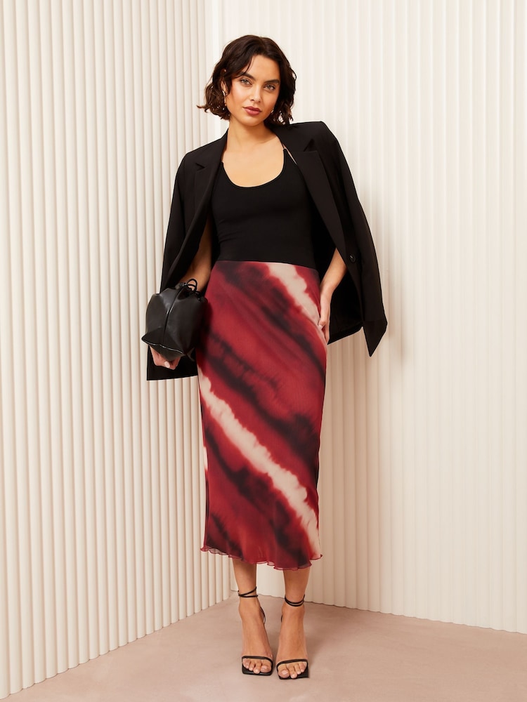 Friends Like These Red Printed Mesh Maxi Skirt - Image 2 of 4