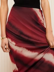 Friends Like These Red Printed Mesh Maxi Skirt - Image 3 of 4