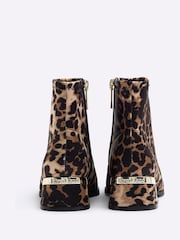River Island Brown Girls Leopard Heeled Boots - Image 3 of 4