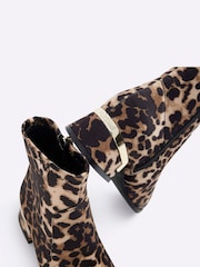 River Island Brown Girls Leopard Heeled Boots - Image 4 of 4