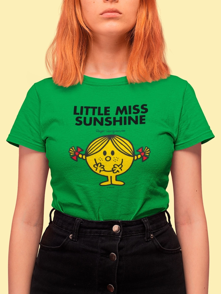 Star Editions Mr. Men Little Miss Sunshine Green 100% Cotton T-Shirt - Image 1 of 2