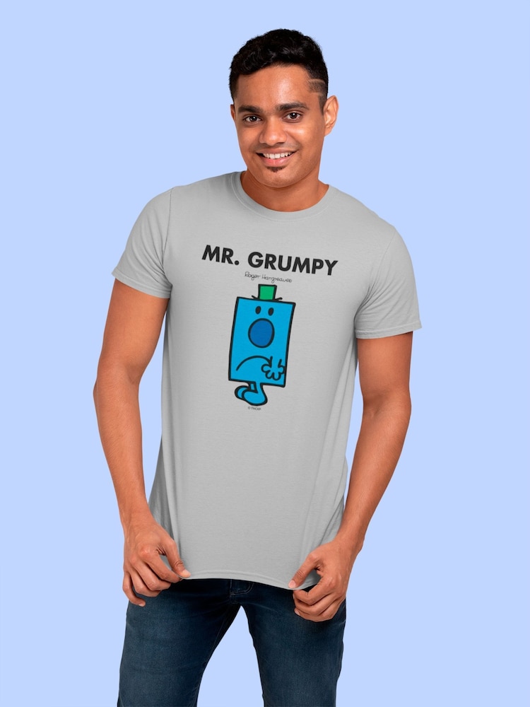 Star Editions Mr. Men Little Miss Mr. Grumpy Grey 100% Cotton T-Shirt - Image 2 of 4