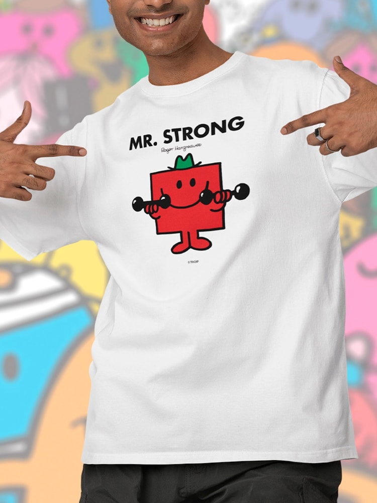 Star Editions Mr. Men Little Miss Mr. Strong 100% Cotton White T-Shirt - Image 1 of 4