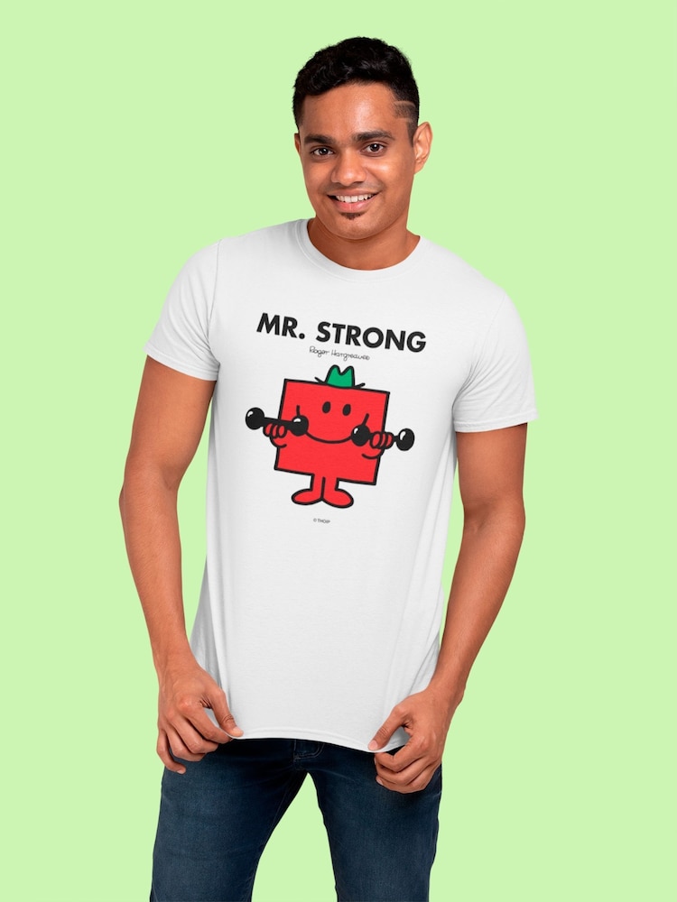 Star Editions Mr. Men Little Miss Mr. Strong 100% Cotton White T-Shirt - Image 2 of 4