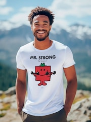Star Editions Mr. Men Little Miss Mr. Strong 100% Cotton White T-Shirt - Image 3 of 4