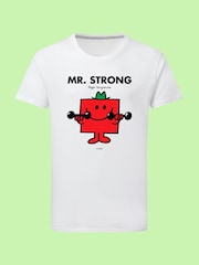 Star Editions Mr. Men Little Miss Mr. Strong 100% Cotton White T-Shirt - Image 4 of 4