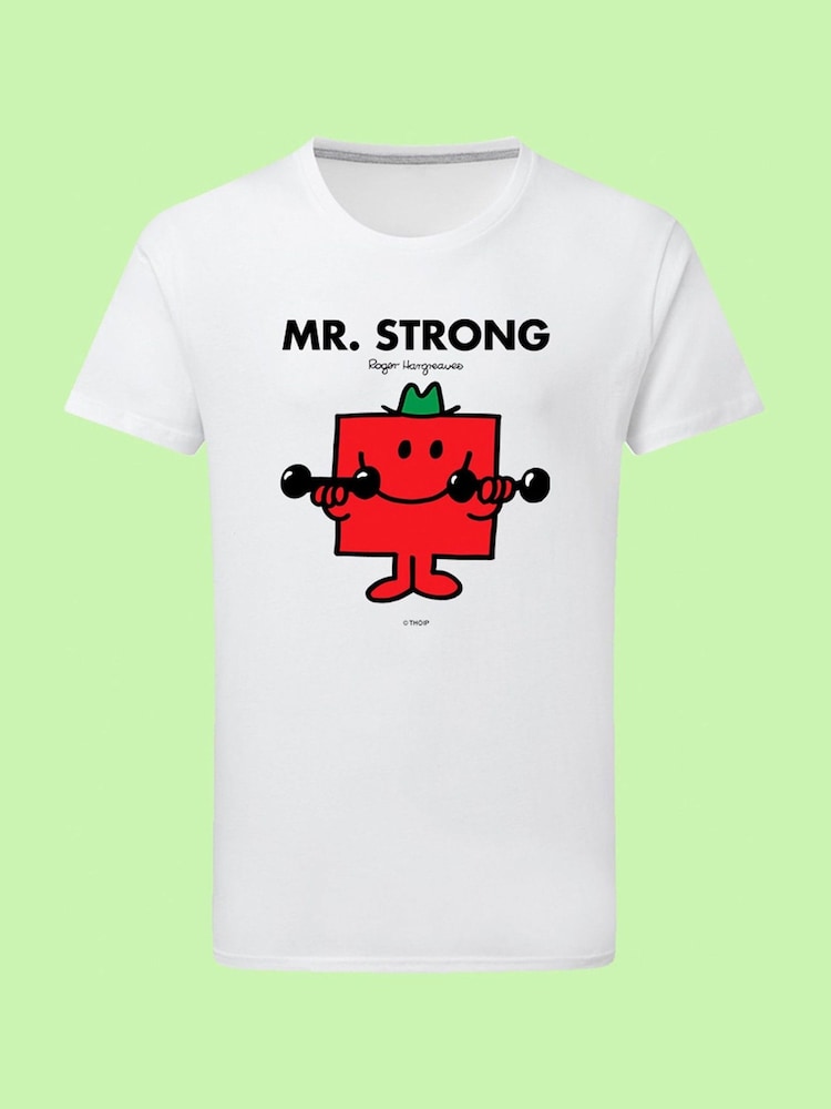 Star Editions Mr. Men Little Miss Mr. Strong 100% Cotton White T-Shirt - Image 4 of 4