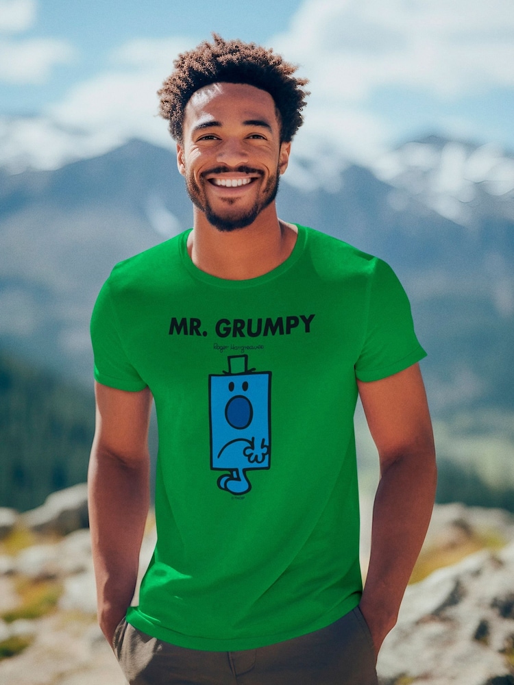 Star Editions Mr. Men Little Miss Mr. Grumpy Green 100% Cotton T-Shirt - Image 2 of 4