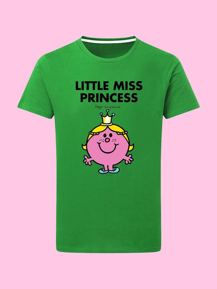 Star Editions Mr. Men Little Miss Princess Green 100% Cotton T-Shirt - Image 4 of 4