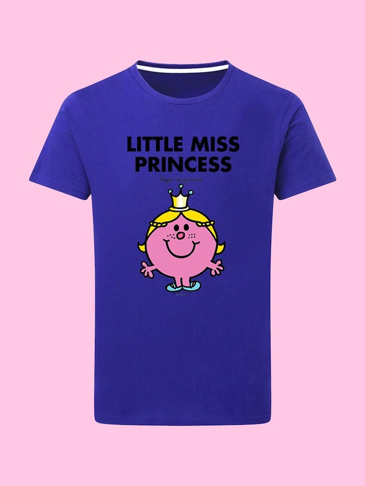 Star Editions Mr. Men Little Miss Princess Blue 100% Cotton T-Shirt - Image 1 of 2
