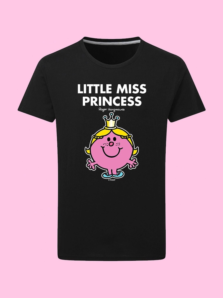 Star Editions Mr. Men Little Miss Princess 100% Cotton Black T-Shirt - Image 4 of 4