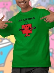 Star Editions Mr. Men Little Miss Mr. Strong Green 100% Cotton T-Shirt - Image 1 of 2