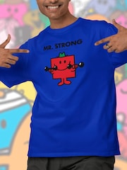 Star Editions Mr. Men Little Miss Mr. Strong Blue 100% Cotton T-Shirt - Image 1 of 4