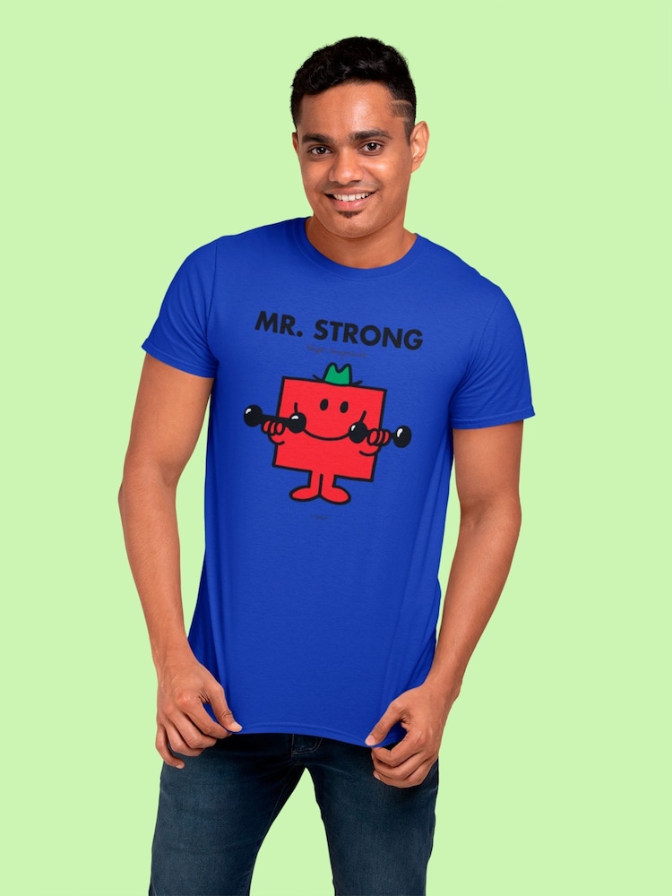 Star Editions Mr. Men Little Miss Mr. Strong Blue 100% Cotton T-Shirt - Image 2 of 4