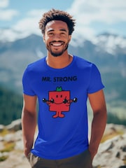 Star Editions Mr. Men Little Miss Mr. Strong Blue 100% Cotton T-Shirt - Image 3 of 4