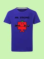 Star Editions Mr. Men Little Miss Mr. Strong Blue 100% Cotton T-Shirt - Image 4 of 4