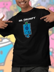 Star Editions Mr. Men Little Miss Mr. Grumpy 100% Cotton Black T-Shirt - Image 1 of 4