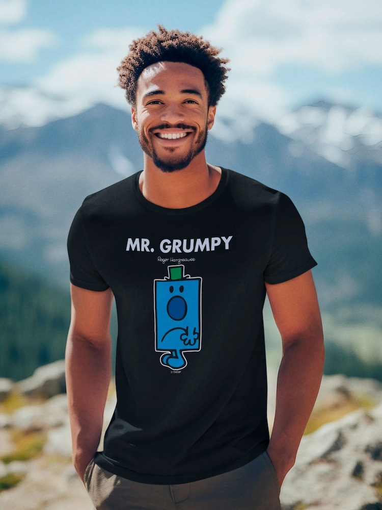 Star Editions Mr. Men Little Miss Mr. Grumpy 100% Cotton Black T-Shirt - Image 2 of 4